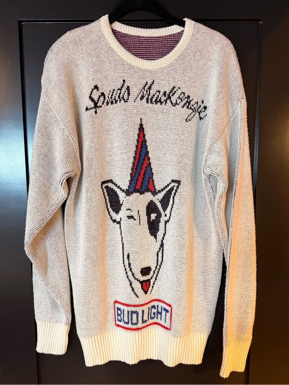 Spuds Mackenzie Bud Light Vintage Wool Sweater Size L